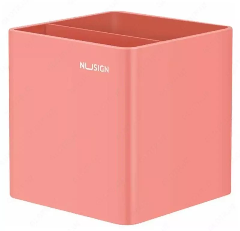 Пластиковый стакан для ручек Deli Nusign  2 секц.  84 x 84 x 86 мм  карт. уп. (Арт. - 011-NS-rd) Красный