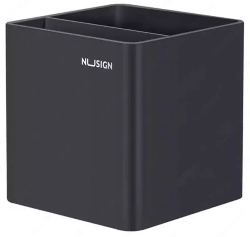 Пластиковый стакан для ручек Deli Nusign  2 секц.  84 x 84 x 86 мм  карт. уп. (Арт. - 011-NS-gr) Темно/серый