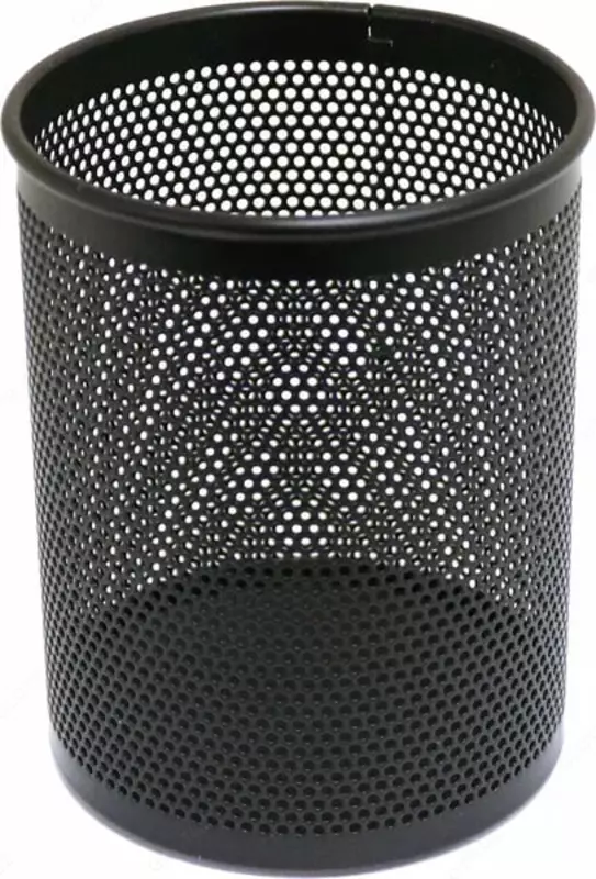 Круглый стакан для ручек Deli 1 секц.  металл. сетка  d 64 x 107 мм  карт. уп. (Арт. - 909) Черный