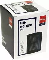  Круглый стакан для ручек Deli 1 секц.  металл. сетка  d 64 x 107 мм  карт. уп. (Арт. - 909) Черный - 