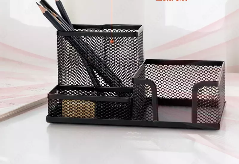  Stend - Deli yozuv asboblari uchun organizator 3 qism  metall. mash  215 × 75 × 53 mm  karta. oram (- 9175-modda) Qora - 