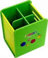   Пластиковый стакан для ручек Deli Neon  4 секц.  80 x 85 x 105 мм  ПВХ. уп. (Арт. - 85104-EH) Цв. ассорти