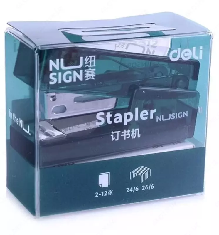  Канцелярский мини-степлер Deli Nusign 083F  № 24/6  12 листов  ПВХ. уп. (Арт.- 083F-NS-gn) Прозрачный/зеленый Только в розницу