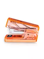 Канцелярский мини-степлер Deli Nusign 083F  № 24/6  12 листов  ПВХ. уп. (Арт.- 083-F-NS-or) Прозрачный/оранжевый