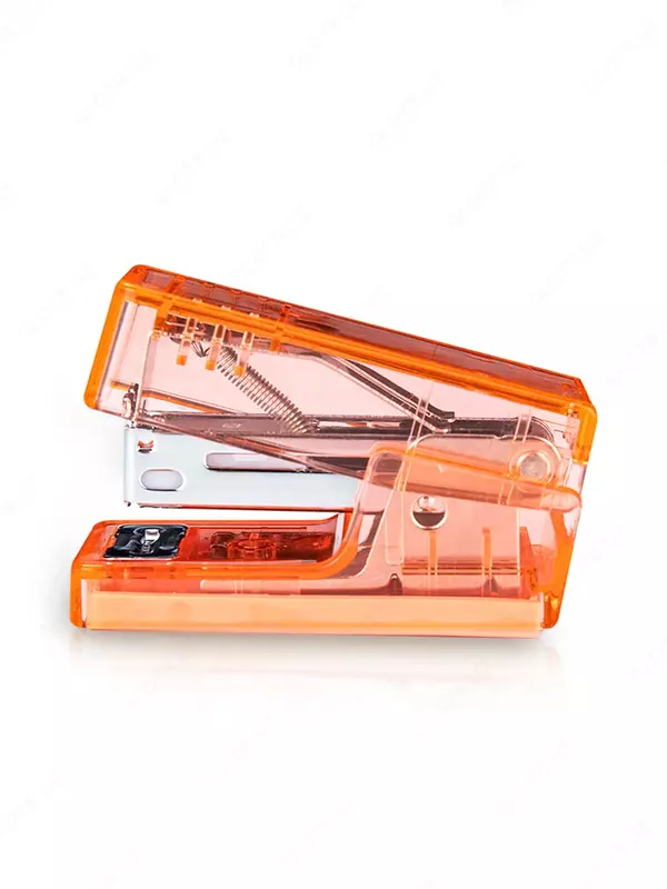 Канцелярский мини-степлер Deli Nusign 083F  № 24/6  12 листов  ПВХ. уп. (Арт.- 083-F-NS-or) Прозрачный/оранжевый