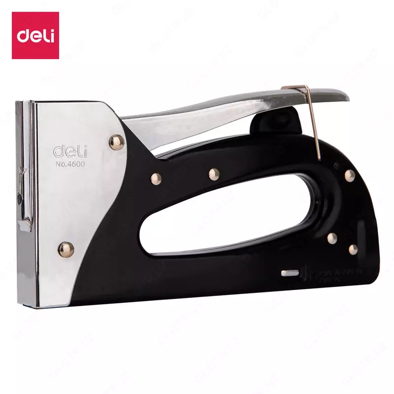 Deli PRO  № 53/8  tekker  № 53/8  orami bilan mebel stapler. blister (Art. - 4600) Qora