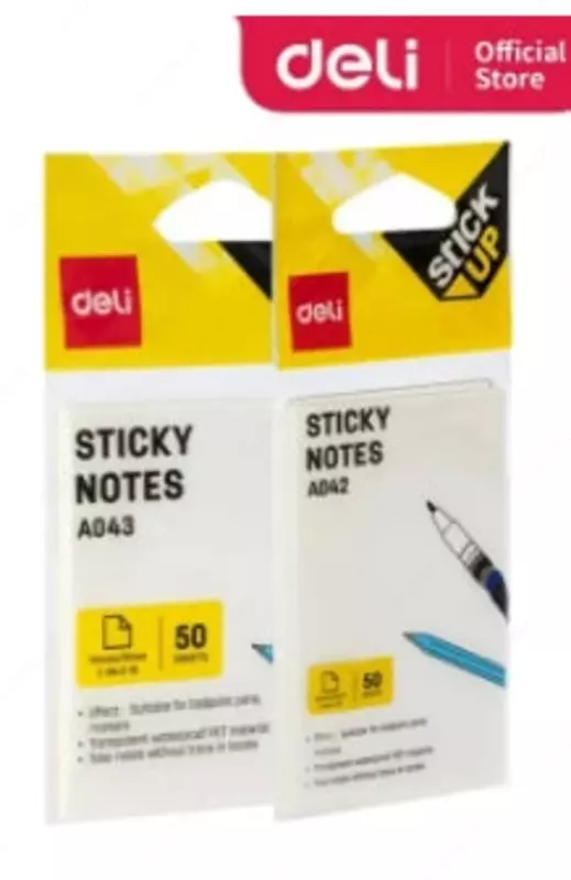 Стикеры с клеевым краем Deli 76 х 51 мм  50 л.  уп. ПЭ (Арт. - 042-EA) Белые