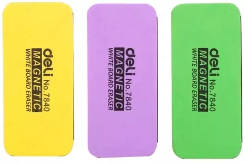 Стиратель для белой доски Deli Magnetic  пластик/губка  11 х 5 х 3 см  уп. ПЭ (Арт. - 7840) Цв. Ассорти