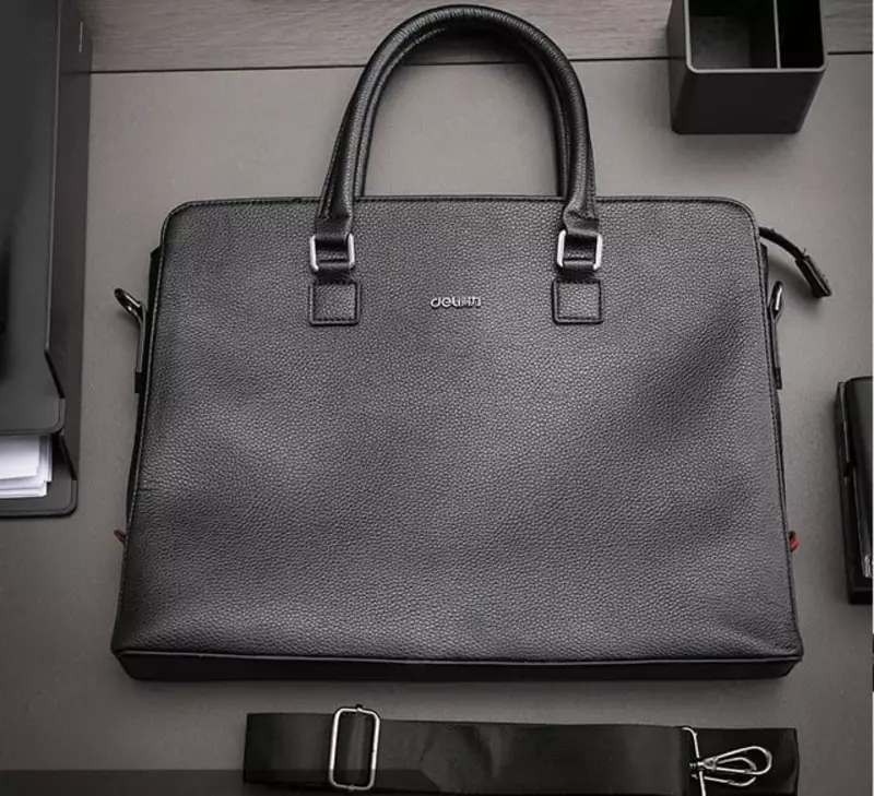  Портативная сумка-портфель Deli  2 ручки  2 отд.  380 х 284 х 58 мм  заст. молния (Арт. - 63757) Черная - 