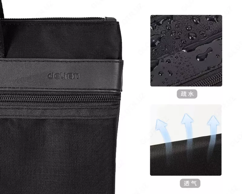   Портативная сумка-портфель Deli  2 ручки  1 отд.  380 х 290 х 30 мм  заст. молния (Арт. - 63777-bk) Черная