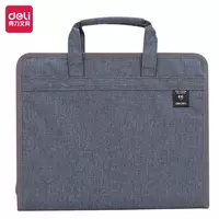 Текстильная сумка-портфель для документов Deli А4  2 ручки  13 отд.  360 х 295 х 35 мм  заст. молния (Арт.- 72560dgr) Темно/серая