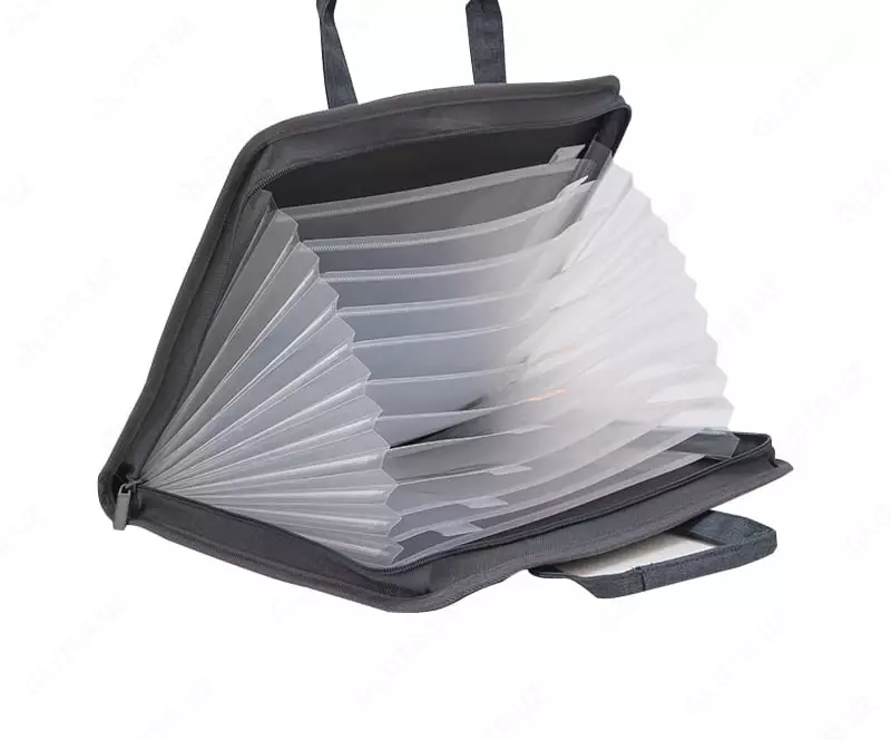  Текстильная сумка-портфель для документов Deli А4  2 ручки  13 отд.  360 х 295 х 35 мм  заст. молния (Арт.- 72560dgr) Темно/серая - 