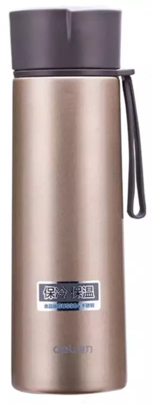 Вакуумный термос-кружка Deli нерж. сталь  0.48 л.  уп. карт. (Арт. - 6125-gd) Золотистый