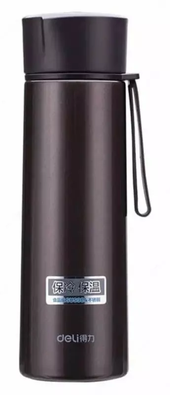 Вакуумный термос-кружка Deli нерж. сталь  0.48 л.  уп. карт. (Арт. - 6125-br) Коричневый