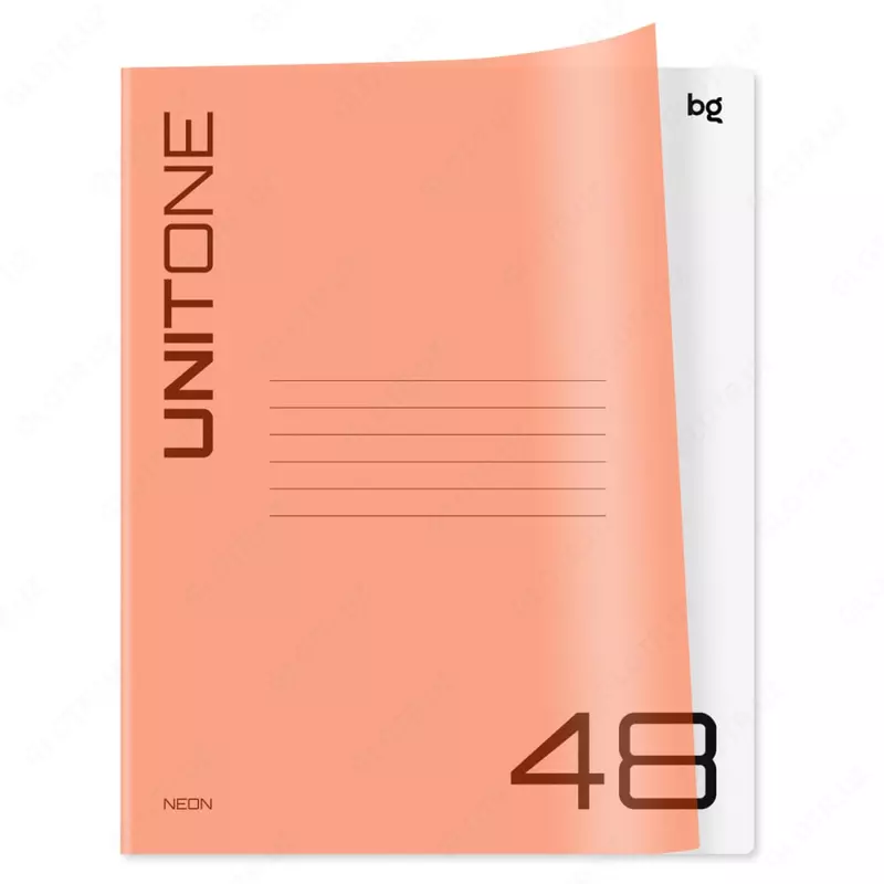 Школьная тетрадь (клетка) BG UniTone. Neon  48 л  65 г/м2  А5  пласт. обложка (Арт. - Т5ск48_пл_12473) Неоновый оранжевый