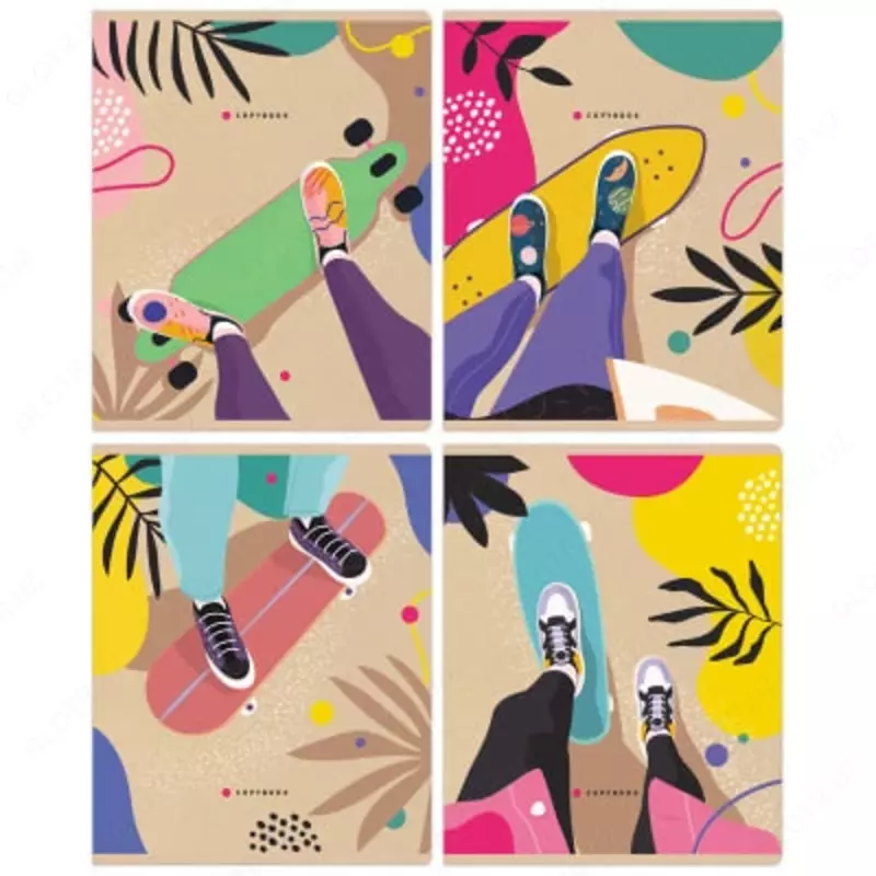 Школьная тетрадь (клетка) BG На скейте  48 л  60 г/м2  А5 (Арт. - Т5ск48_11060) Цв. ассорти