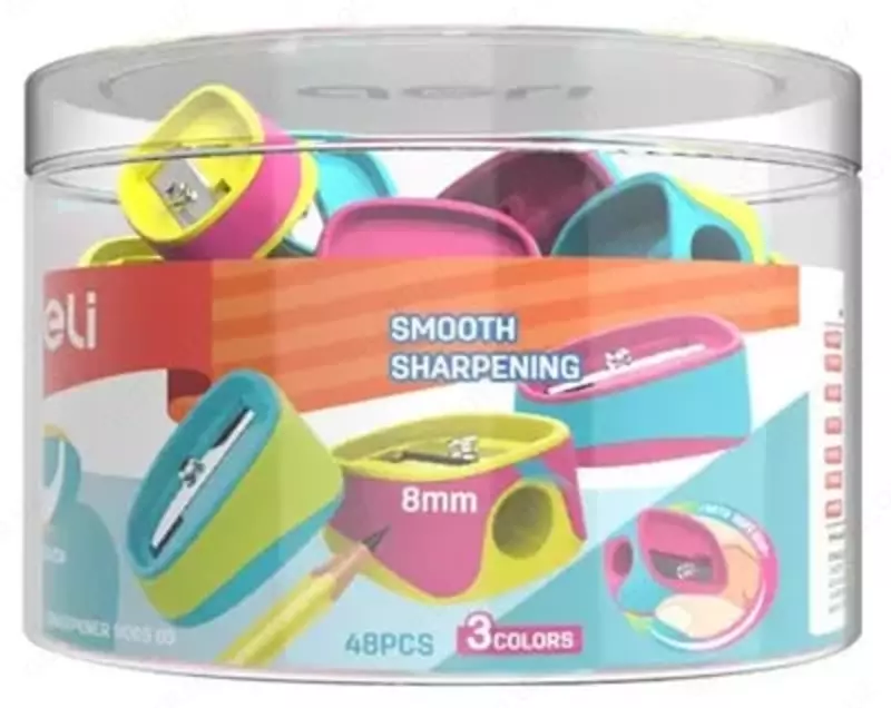  Пластиковая точилка для карандашей Deli U-touch  1 отв  d 8 мм  3 цв  уп. пласт. туба (Арт. - 00803-ER) Цв. ассорти OOO Smart Choice Kans