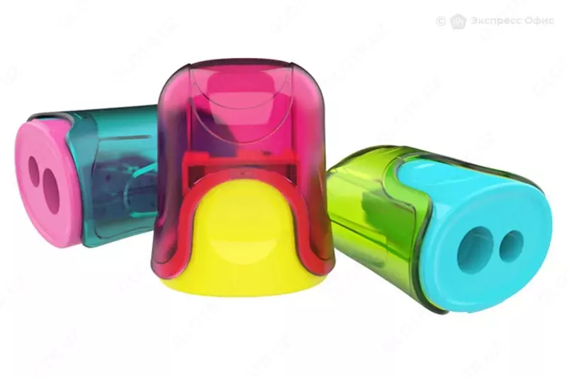 Пластиковая точилка для карандашей (контейнер) Deli U-touch  2 отв  d 8/12 мм  уп. кор (Арт. - 01100-ER) Цв. ассорти