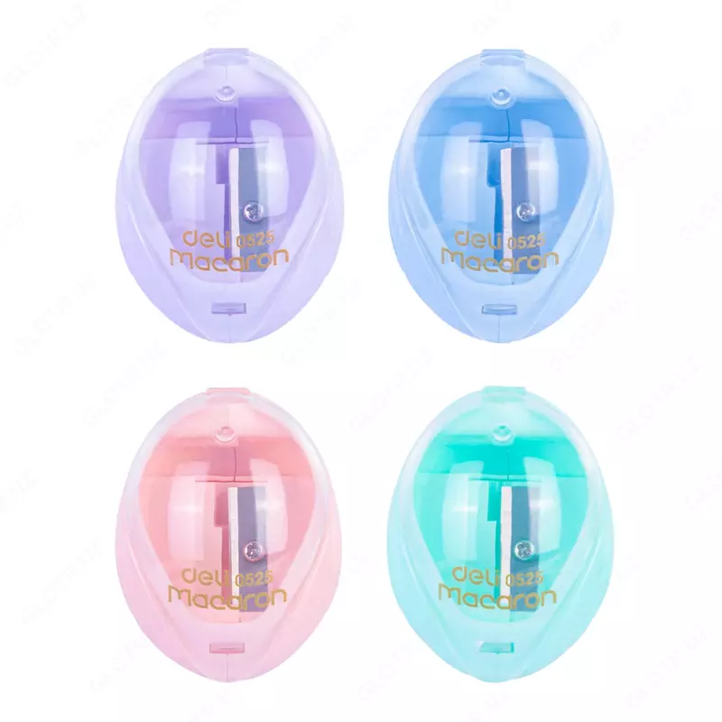  Plastik qalam otkirlagich (idish) Deli Macaron  1 teshik  d 8 mm  oram. quti (- 0525-modda) Pastel. turli xil - 