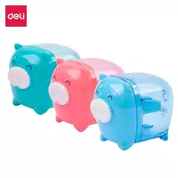Plastik qalam otkirlagich (idish) Deli Piggy  1 teshik  d 8 mm  oram. displey (m. - 0557) Kol. turli xil