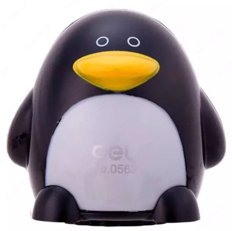  Plastik qalam otkirlagich (idish) Deli Pingvin  2 teshik  d 8 mm  oram. blister (modda - 0563) Col. turli xil - 