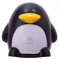  Plastik qalam otkirlagich (idish) Deli Pingvin  2 teshik  d 8 mm  oram. blister (modda - 0563) Col. turli xil - 