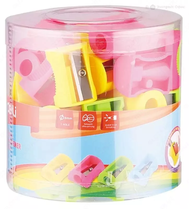   Plastik qalam otkir Deli Neon  1 teshik  d 8 mm  oram. plast. kolba (- 0594-modda) Col. turli xil