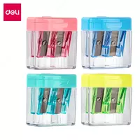 Plastik qalam otkir Deli Mix  2 teshik  d 8/12 mm  paket. displey (modda - 68661) Kol. turli xil