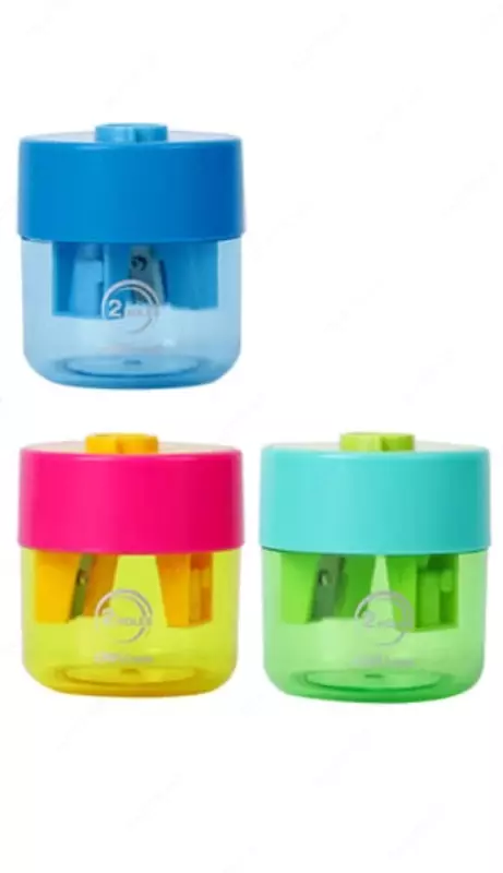 Plastik qalam otkir Deli H558  2 teshik  d 8/12 mm  oram. displey (modda - 558-H) Kol. turli xil