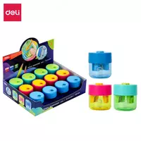   Plastik qalam otkir Deli H558  2 teshik  d 8/12 mm  oram. displey (modda - 558-H) Kol. turli xil