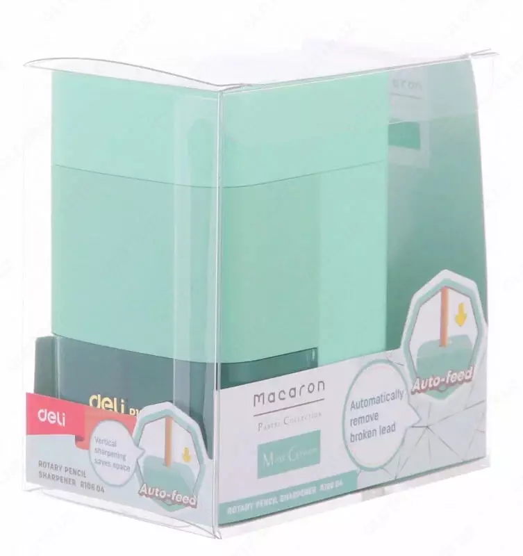   Mexanik qalam otkir Deli Macaron  1 teshik  ish stoli  d 8 mm  oram. plast. kor. (m. - 10604-ER) Polkovnik. turli xil