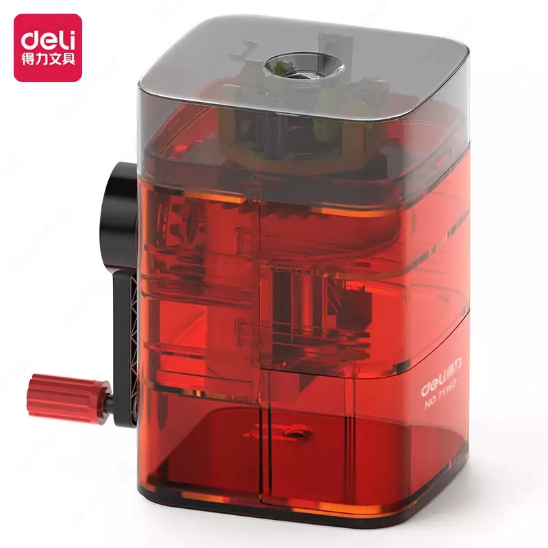 Механическая точилка для карандашей Deli  1 отв  настольная  d 6.5-8 мм  уп. пласт. кор. (Арт. - 71162rd) Красная