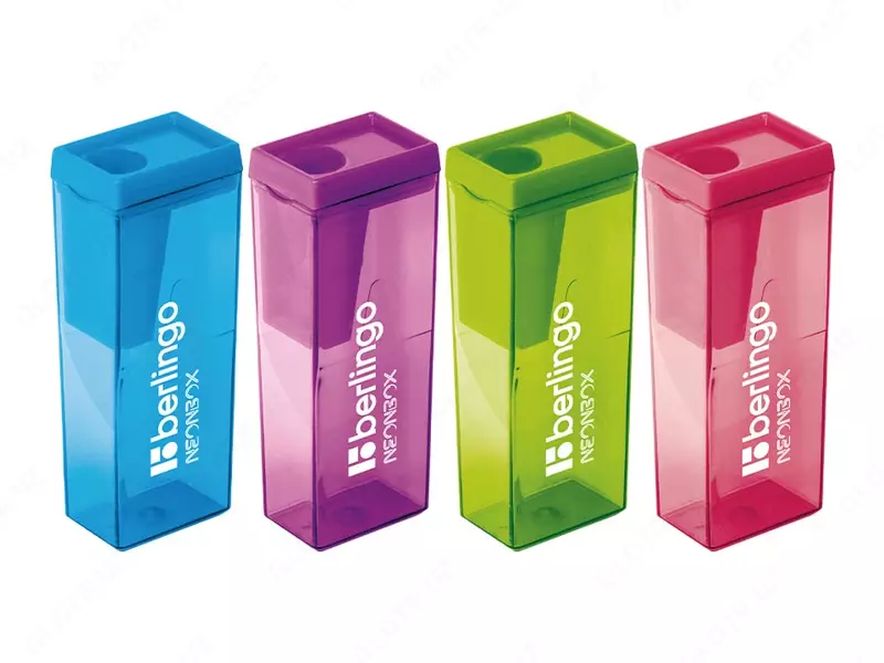 Пластиковая точилка для карандашей (контейнер) Berlingo NeonBox  1 отв  d 8 мм  уп. карт. пенал (Арт. - BBp_15008) Неон. ассорти