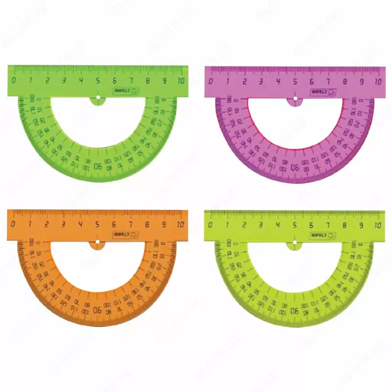 Protractor STAMM 10 sm  180° plastik  shaffof (Art. - TP11) Neon. turli xil
