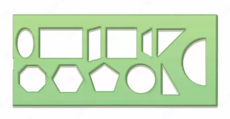 Пластиковый трафарет геометрических фигур Стамм  гибкий  12 элем. (Арт. - ТТ11) Зеленый