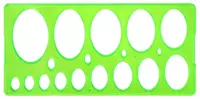 Stamm ellipslarining plastik stencil  8-75 mm  moslashuvchan  18 element. (Art. - TT26) Yashil/rangli