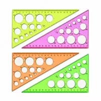 Линейка-треугольник с окружностями 14 элем. Стамм Neon Crystal  прозрачн.  19 см  30°  уп. ПЭ (Арт. - ТК11) Неон. ассорти