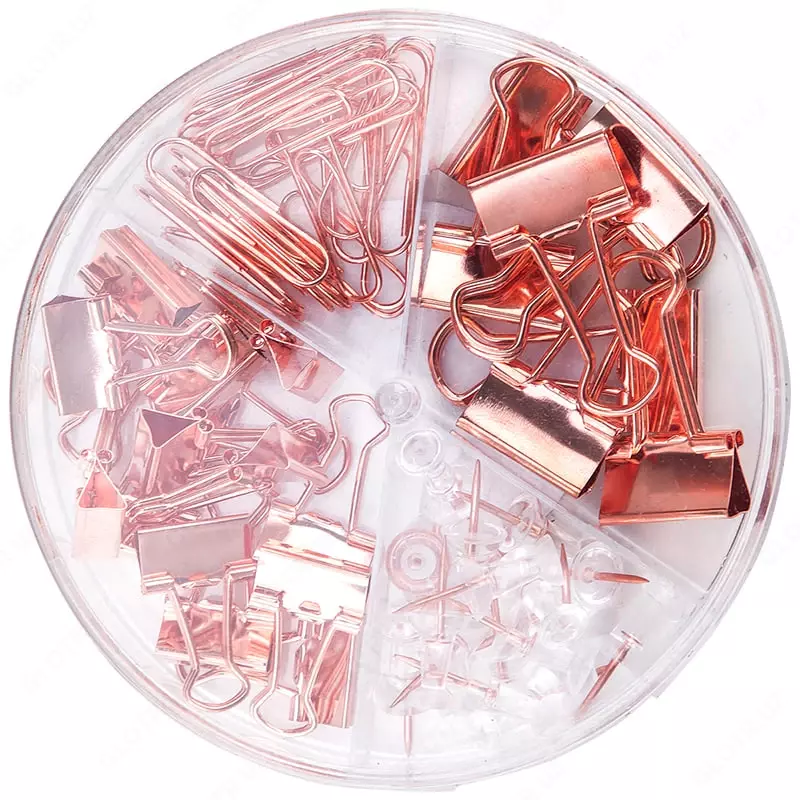  Универсальный мелкоофисный канцелярский набор Deli уп. пласт. туба (Арт. - 78553) Золотистое ассорти - 