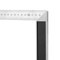  Угловая металлическая линейка (двойная разметка) Deli 350 х 150 мм  90 гр.   ПВХ чехол (Арт. - EDL302350) Серебристая - 