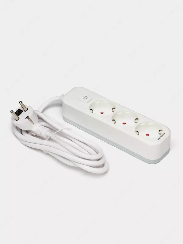  Uzatuvchi shnur (kalit) Deli ET433  3 rozetka  5 m  16A  3680 Vt (Art. - 433-ET) Oq - 