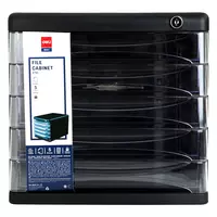  Файл-кабинет для бумаг Deli Quali  5 секций  пластик  270 х 360 х 260 мм  ключ  уп ПЭ (Арт. - 9795) Черный - 