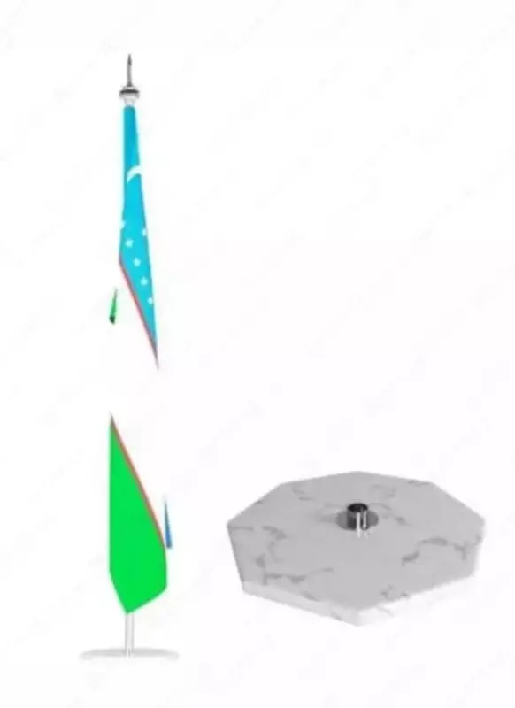 Флагшток РУз на мраморной подставке