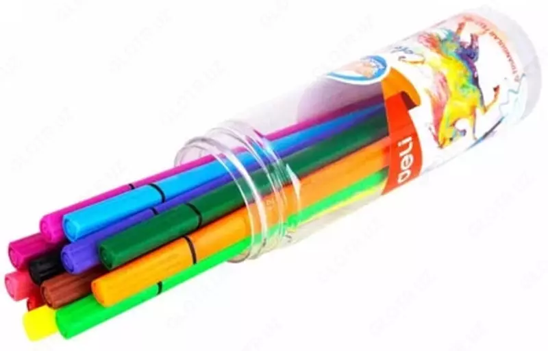  Набор фломастеров Deli ColoRun  наконечн. 1 мм  12 шт.  пласт. туба (Арт. - 10506-WC) Цветное ассорти - 