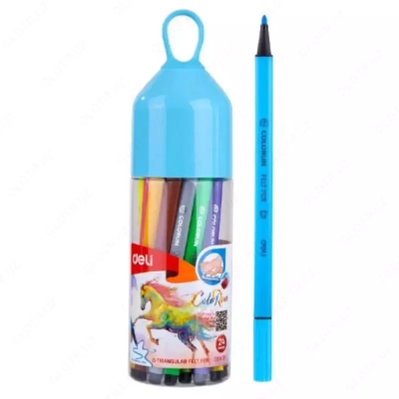 Набор фломастеров Deli ColoRun  наконечн. 2 мм  24 шт.  пласт. туба (Арт. - 10526-WC) Цветное ассорти