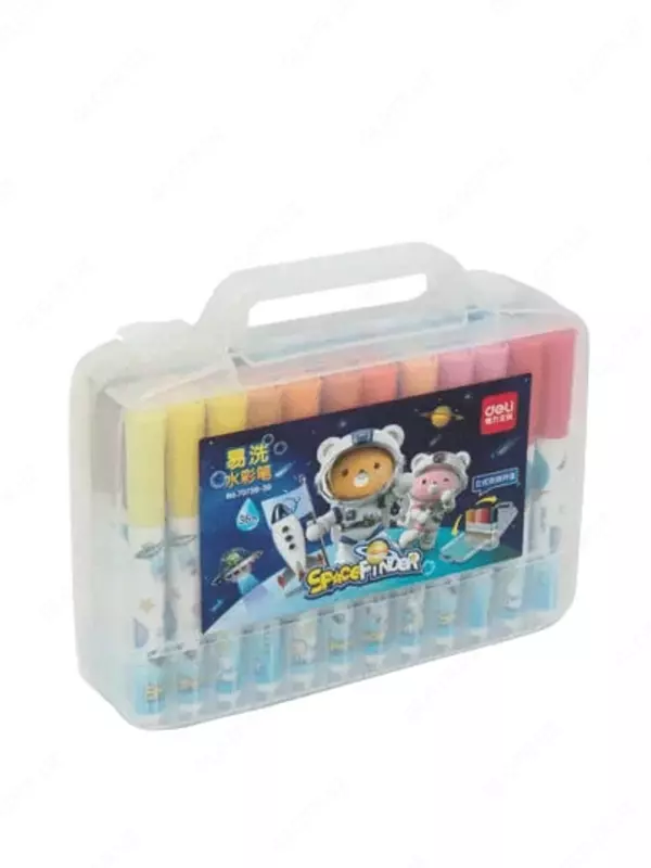 Набор фломастеров Deli Space Finder  наконечн. 1-7 мм  36 шт.  пласт. бокс (Арт. - 70738-36) Цветное ассорти