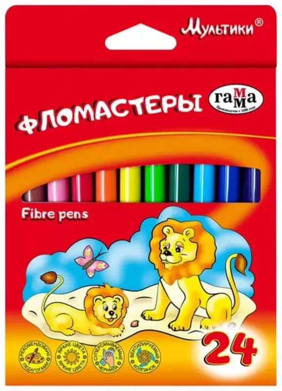 Набор фломастеров (смываемые) Гамма Мультики  наконечн. 2.2 мм  24 шт.  уп. карт. (Арт. - 180319_07) Италия/Россия