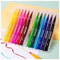   Набор фломастеров - кисть (смываемые) Deli Color Emotion  наконечн. 2 мм  12 шт.  уп. пласт. бокс (Арт. - 10304-EC) Цв. ассорти