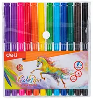 Набор фломастеров (смываемые) Deli ColoRun  наконечн. 2 мм  12 шт.  ПВХ. уп. (Арт. - 10003-EC) Цв. ассорти