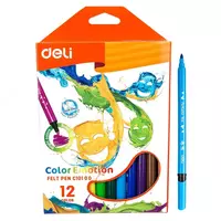 Набор фломастеров (смываемые) Deli Color Emotion  наконечн. 2 мм  12 шт.  карт. уп. (Арт. - 10100-EC) Цв. ассорти