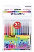   Набор фломастеров (смываемые) Стамм Star  наконечн. 2.0 мм  24 шт.  уп. ПЭ (Арт. - ФЛ506) Цв. ассорти